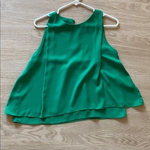 Zara green satin silk blouse tank size Medium